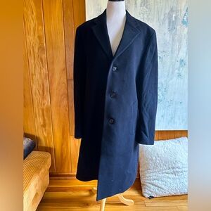 Perry Ellis Portfolio Cashmere / Wool Men’s 44L Long Black Dress Coat. Like New!